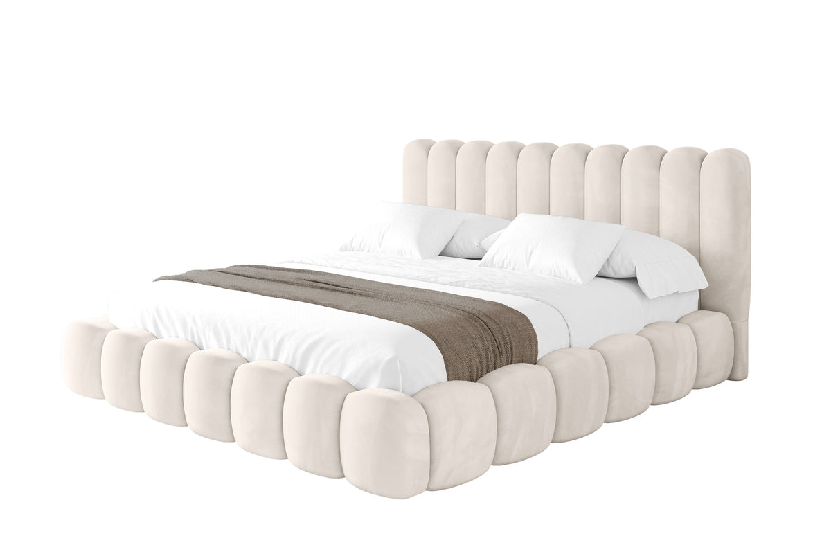 Polsterbett SENA Samt, Beige - Casablanca 2301 / 180x200 cm / Mit Matratze