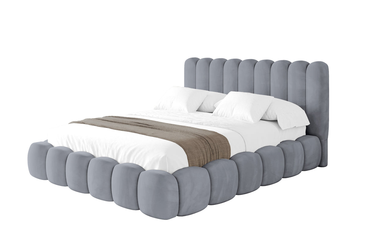 Polsterbett SENA Samt, Grau - Casablanca 2314 / 160x200 cm / Mit Matratze