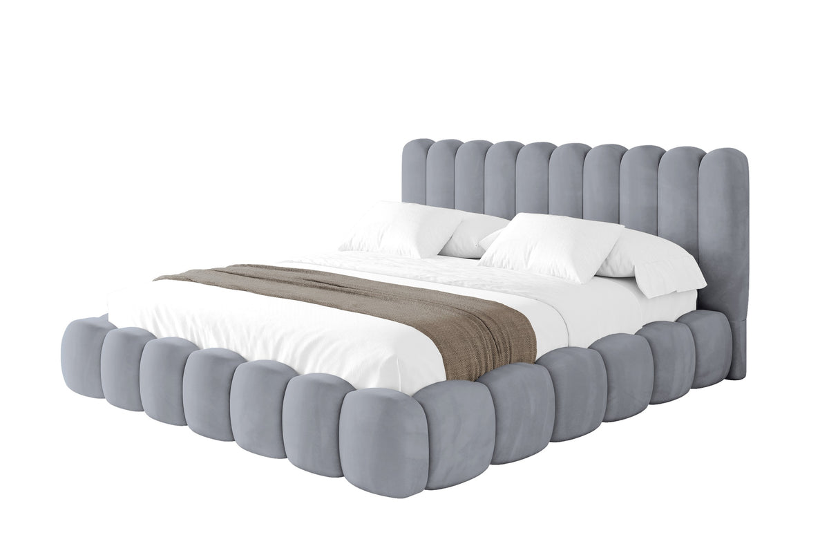 Polsterbett SENA Samt, Grau - Casablanca 2314 / 180x200 cm / Ohne Matratze
