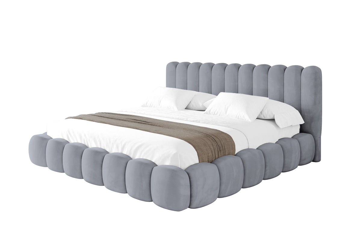 Polsterbett SENA Samt, Grau - Casablanca 2314 / 200x200 cm / Mit Matratze