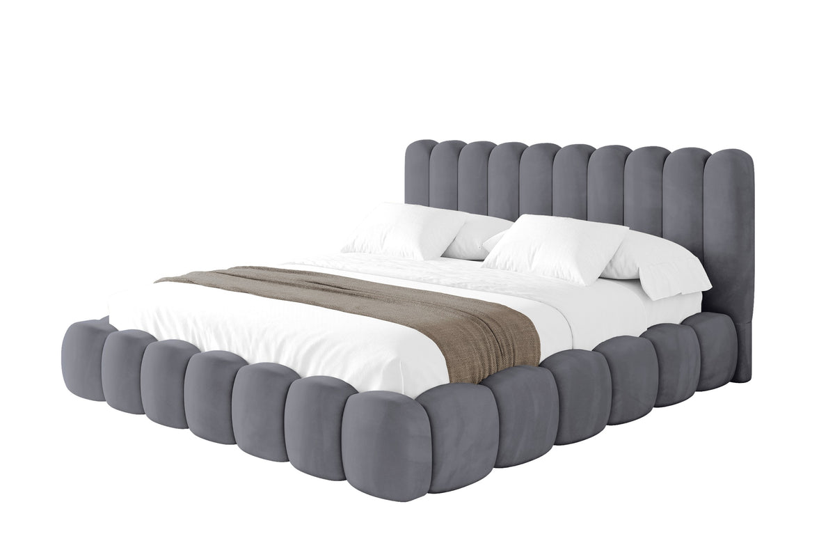 Polsterbett SENA Samt, Dunkelgrau - Casablanca 2315 / 180x200 cm / Mit Matratze