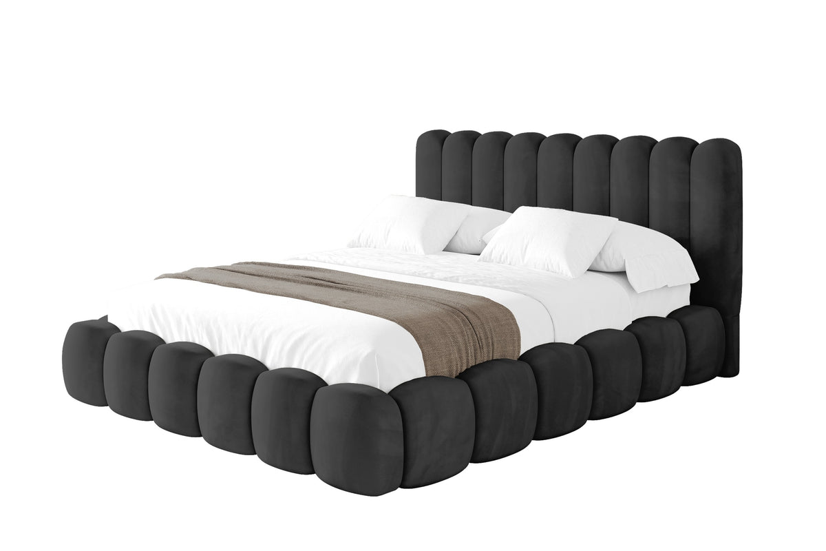 Polsterbett SENA Samt, Schwarz - Casablanca 2316 / 160x200 cm / Mit Matratze