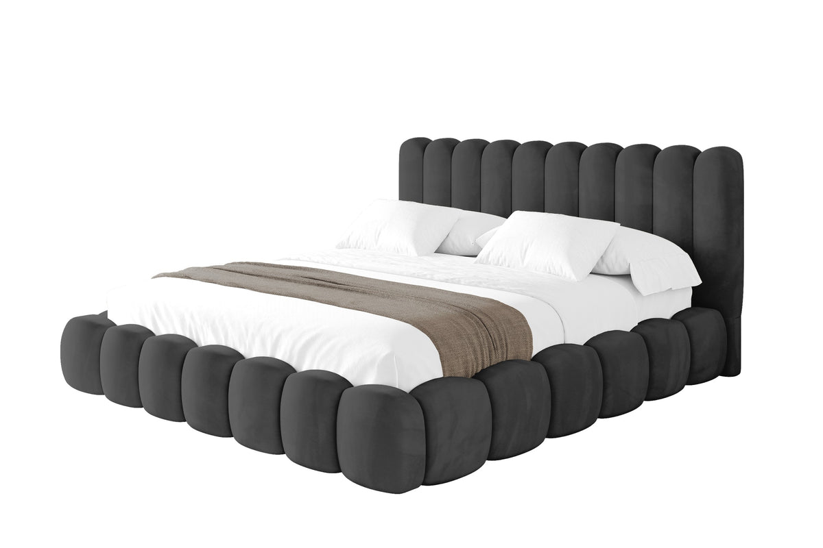 Polsterbett SENA Samt, Schwarz - Casablanca 2316 / 180x200 cm / Ohne Matratze