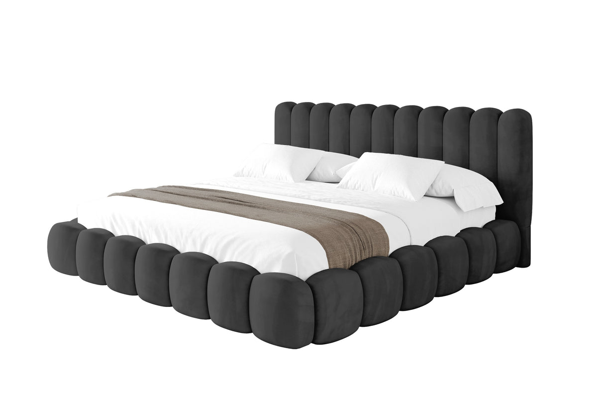 Polsterbett SENA Samt, Schwarz - Casablanca 2316 / 200x200 cm / Mit Matratze