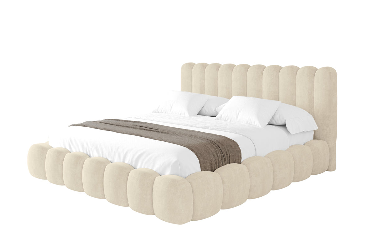 Polsterbett SENA Samt, Beige - Monolith 04 / 180x200 cm / Mit Matratze