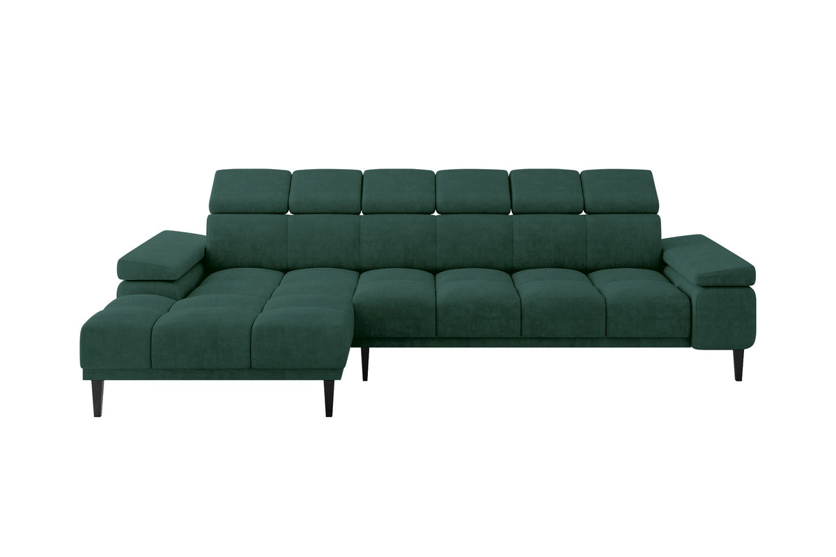Narożnik SERI welur, Zielony - Dream Velvet 202.31 / Otomana z lewej / Bez funkcji spania