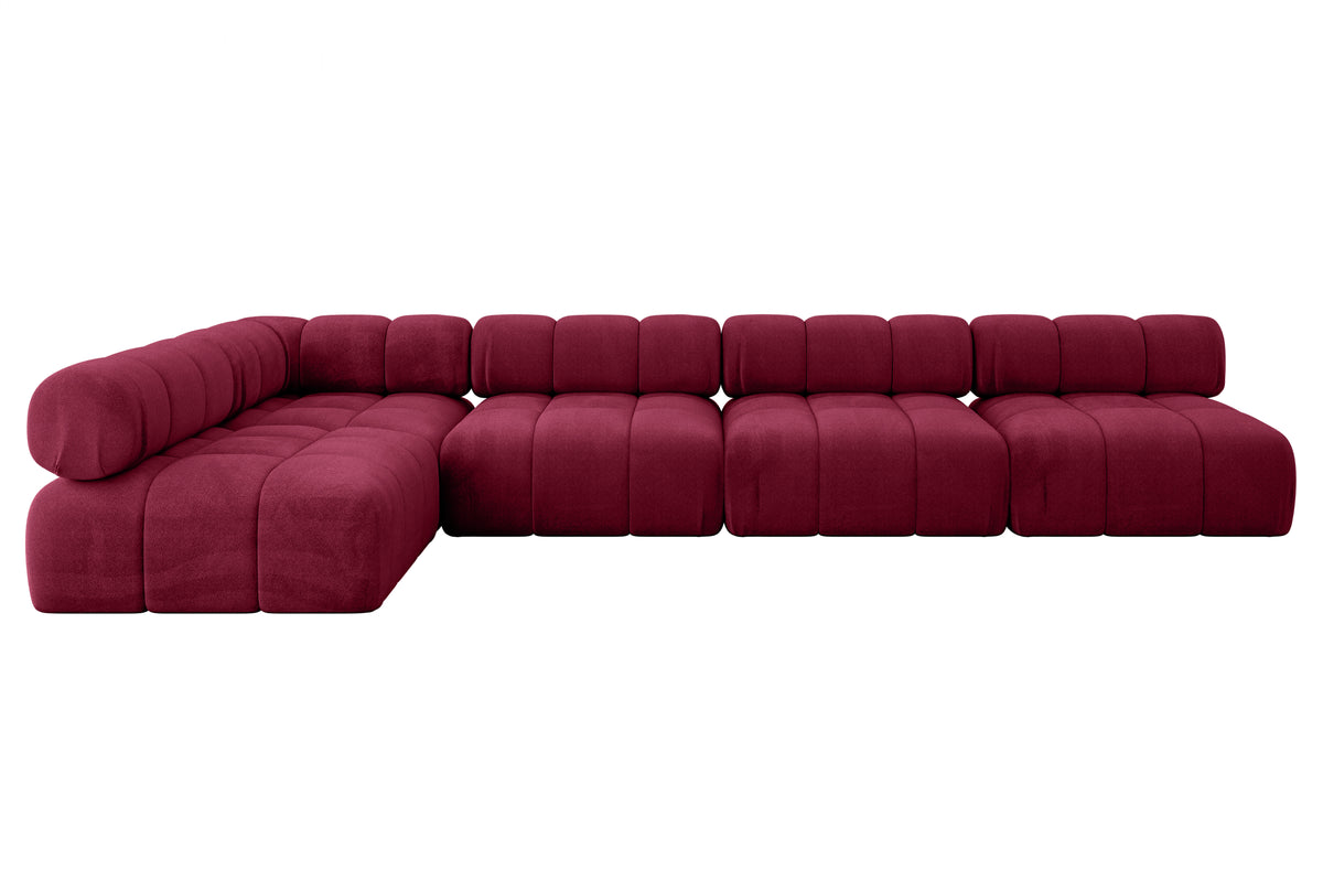 Ecksofa SAMARO-L3 Samt, Bordeauxrot - Monolith 59 / Ottomane Links / Ohne Schlaffunktion