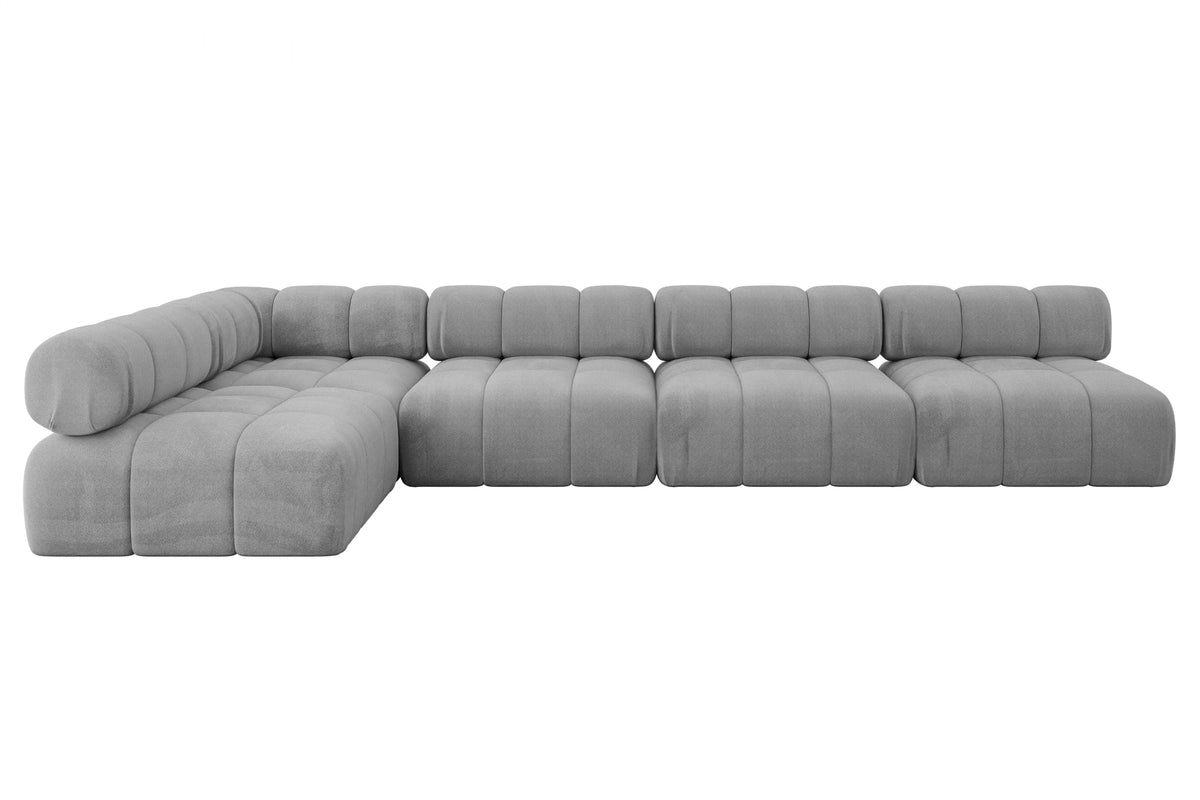 Ecksofa SAMARO-L3 Samt, Grau - Monolith 84 / Ottomane Links / Ohne Schlaffunktion
