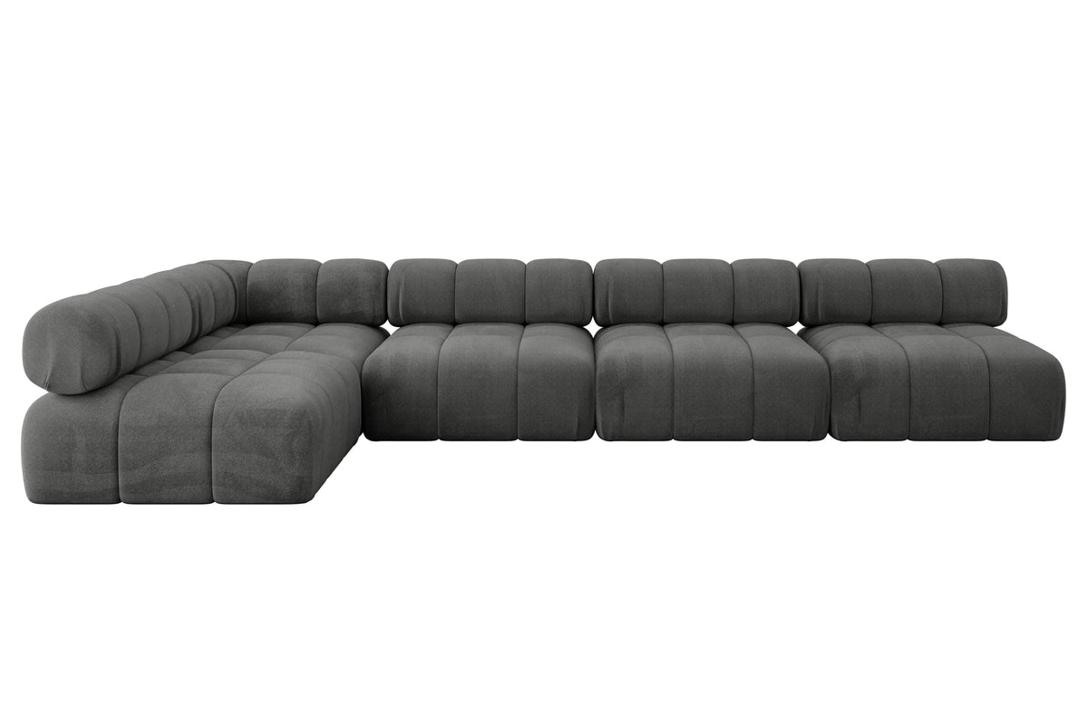 Ecksofa SAMARO-L3 Samt, Dunkelgrau - Monolith 92 / Ottomane Links / Ohne Schlaffunktion