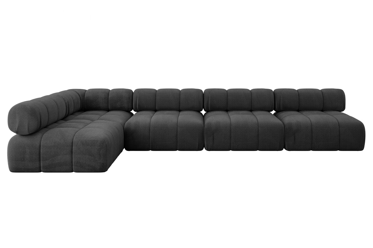 Ecksofa SAMARO-L3 Samt, Schwarz - Monolith 95 / Ottomane Links / Ohne Schlaffunktion