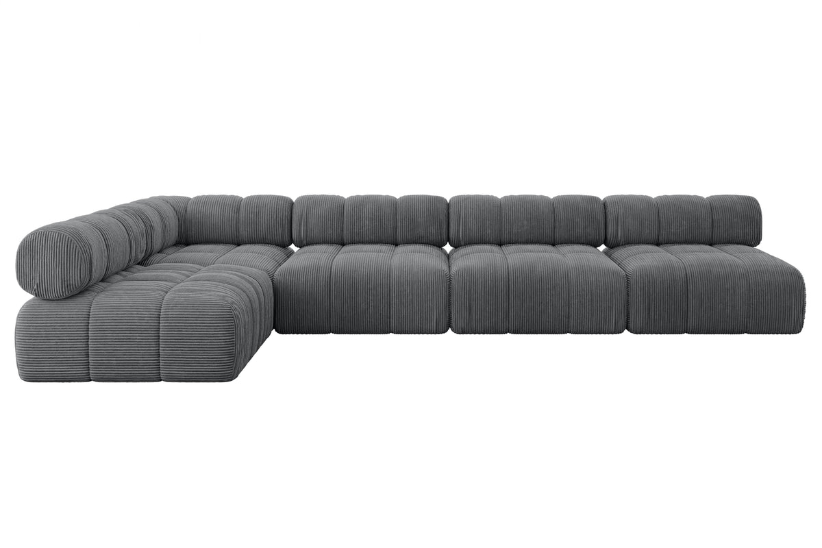 Ecksofa SAMARO-L3 Cord, Dunkelgrau - Poso 115 / Ottomane Links / Ohne Schlaffunktion