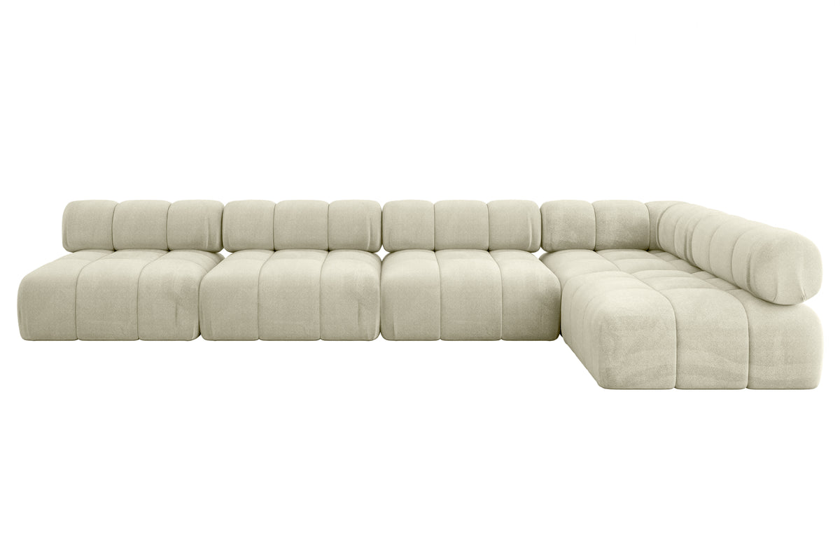 Ecksofa SAMARO-L3 Samt, Beige - Monolith 04 / Ottomane Rechts / Ohne Schlaffunktion