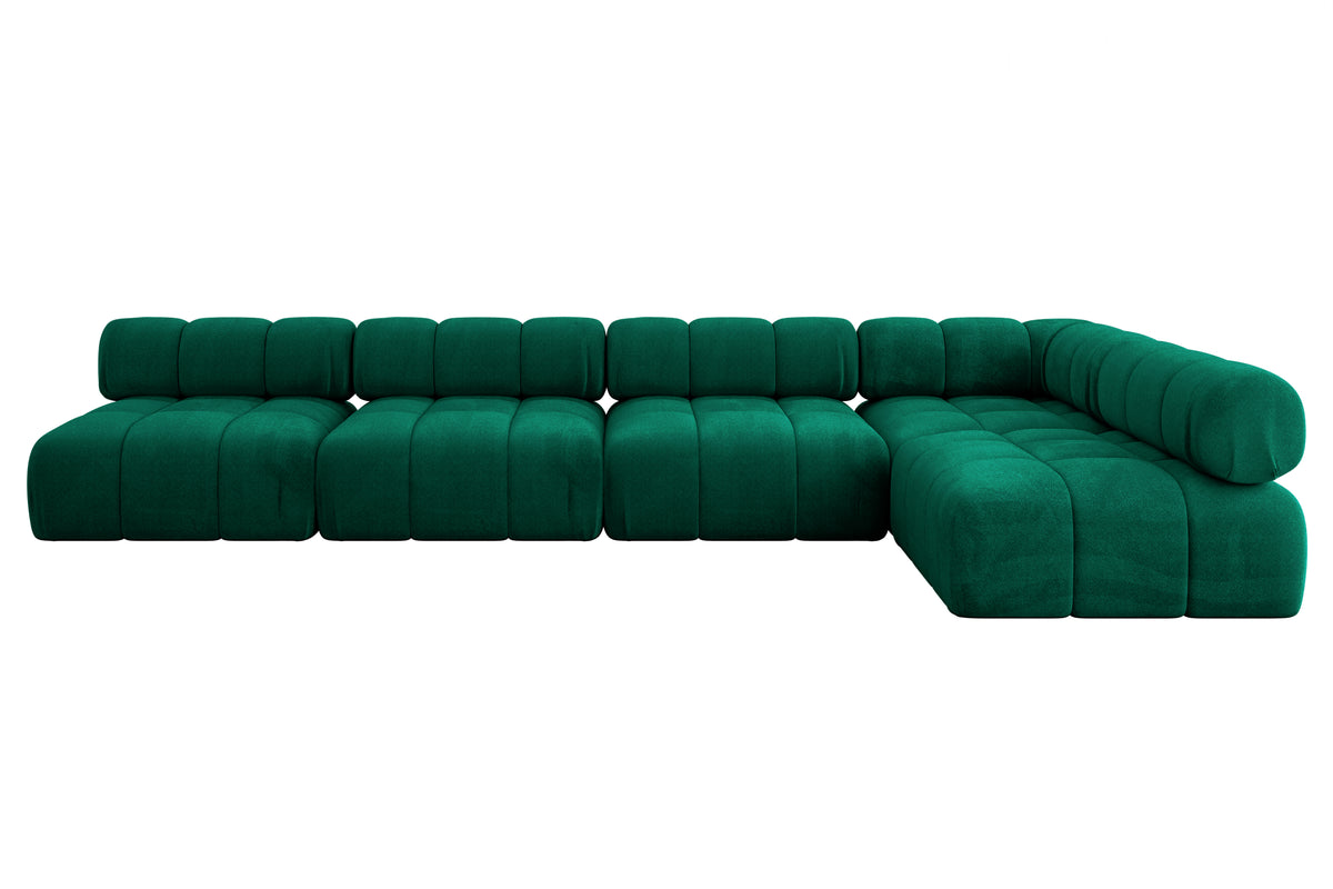 Ecksofa SAMARO-L3 Samt, Grün - Monolith 37 / Ottomane Rechts / Ohne Schlaffunktion