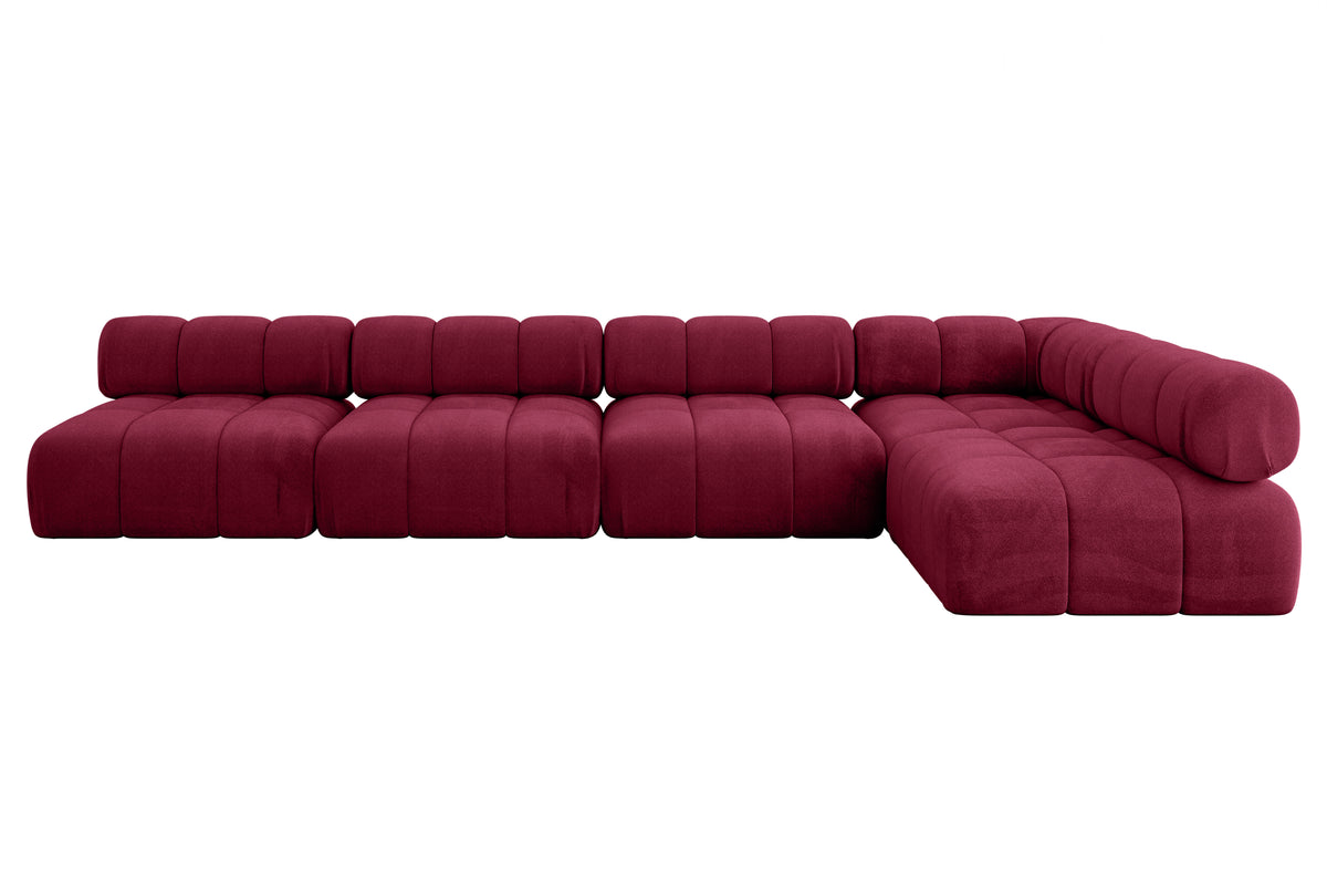 Ecksofa SAMARO-L3 Samt, Bordeauxrot - Monolith 59 / Ottomane Rechts / Ohne Schlaffunktion