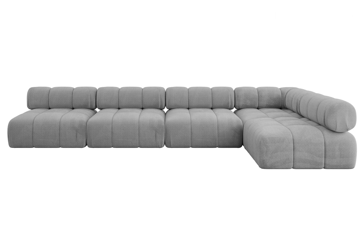Ecksofa SAMARO-L3 Samt, Grau - Monolith 84 / Ottomane Rechts / Ohne Schlaffunktion