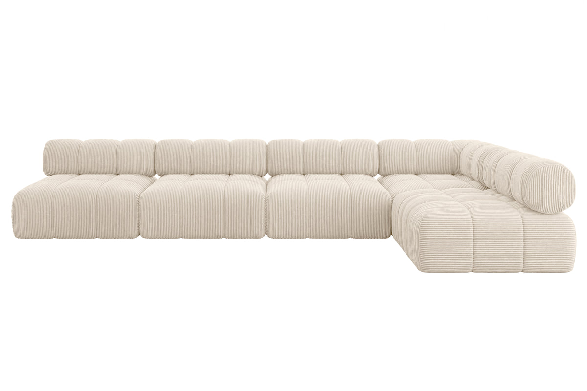 Ecksofa SAMARO-L3 Cord, Beige - Poso 105 / Ottomane Rechts / Ohne Schlaffunktion