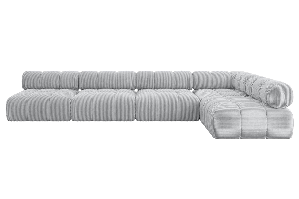 Ecksofa SAMARO-L3 Cord, Grau - Poso 110 / Ottomane Rechts / Ohne Schlaffunktion
