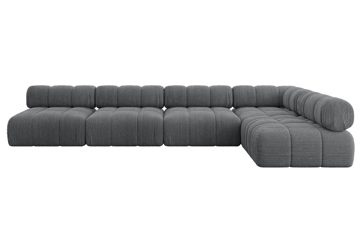 Ecksofa SAMARO-L3 Cord, Dunkelgrau - Poso 115 / Ottomane Rechts / Ohne Schlaffunktion