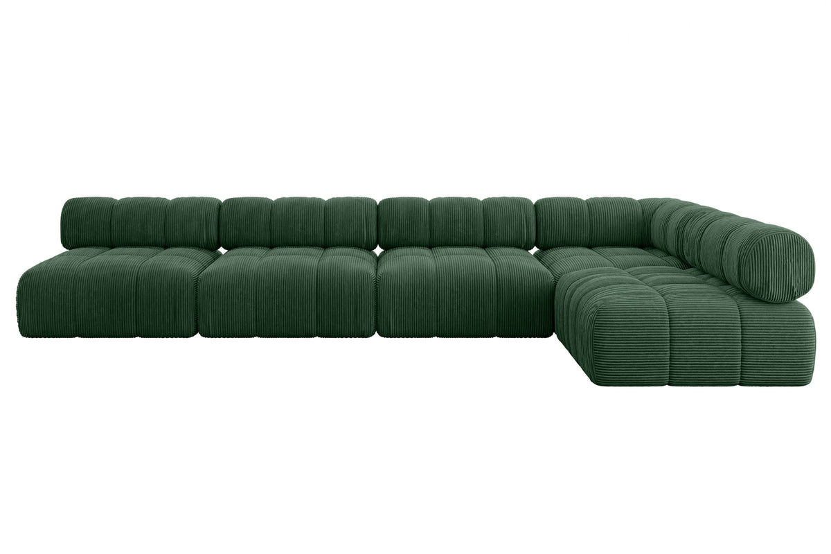 Ecksofa SAMARO-L3 Cord, Grün - Poso 14 / Ottomane Rechts / Ohne Schlaffunktion