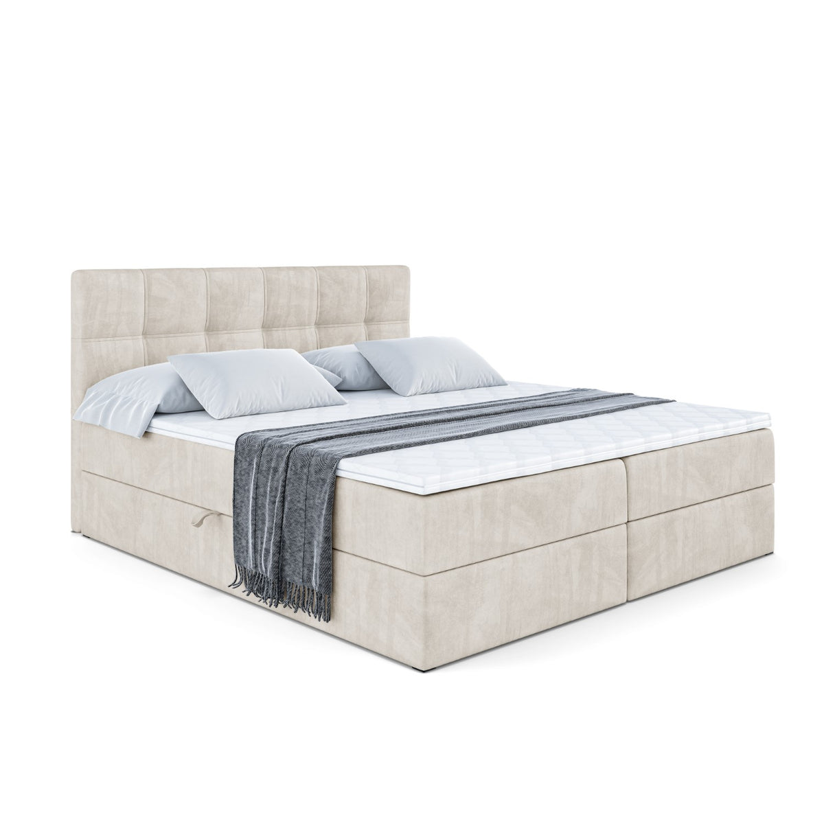 Łóżko boxspring MARCE welur, Beżowy - Casablanca 2301 / 120x200 cm / H4