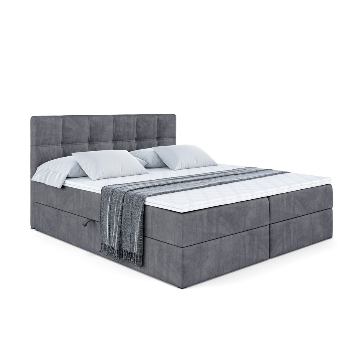 Łóżko boxspring MARCE welur, Ciemnoszary - Casablanca 2315 / 120x200 cm / H3