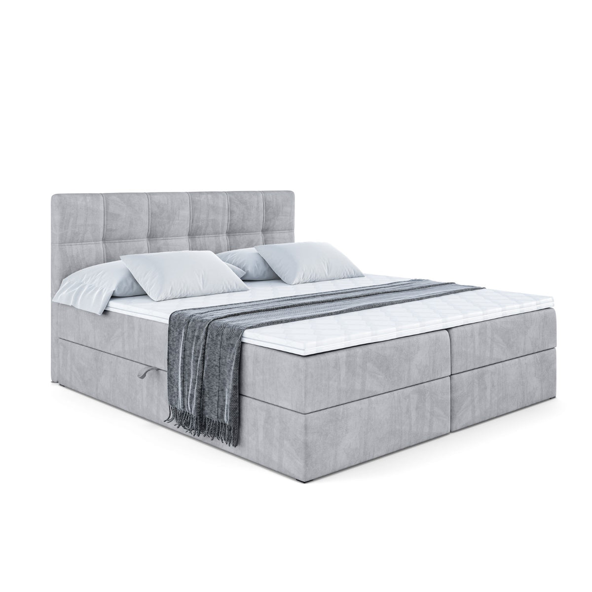 Łóżko boxspring MARCE welur, Szary - Monolith 84 / 120x200 cm / H3