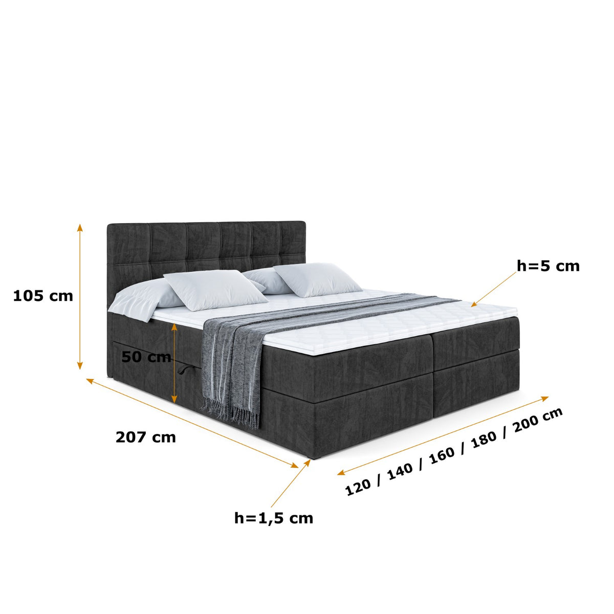 Łóżko boxspring MARCE welur