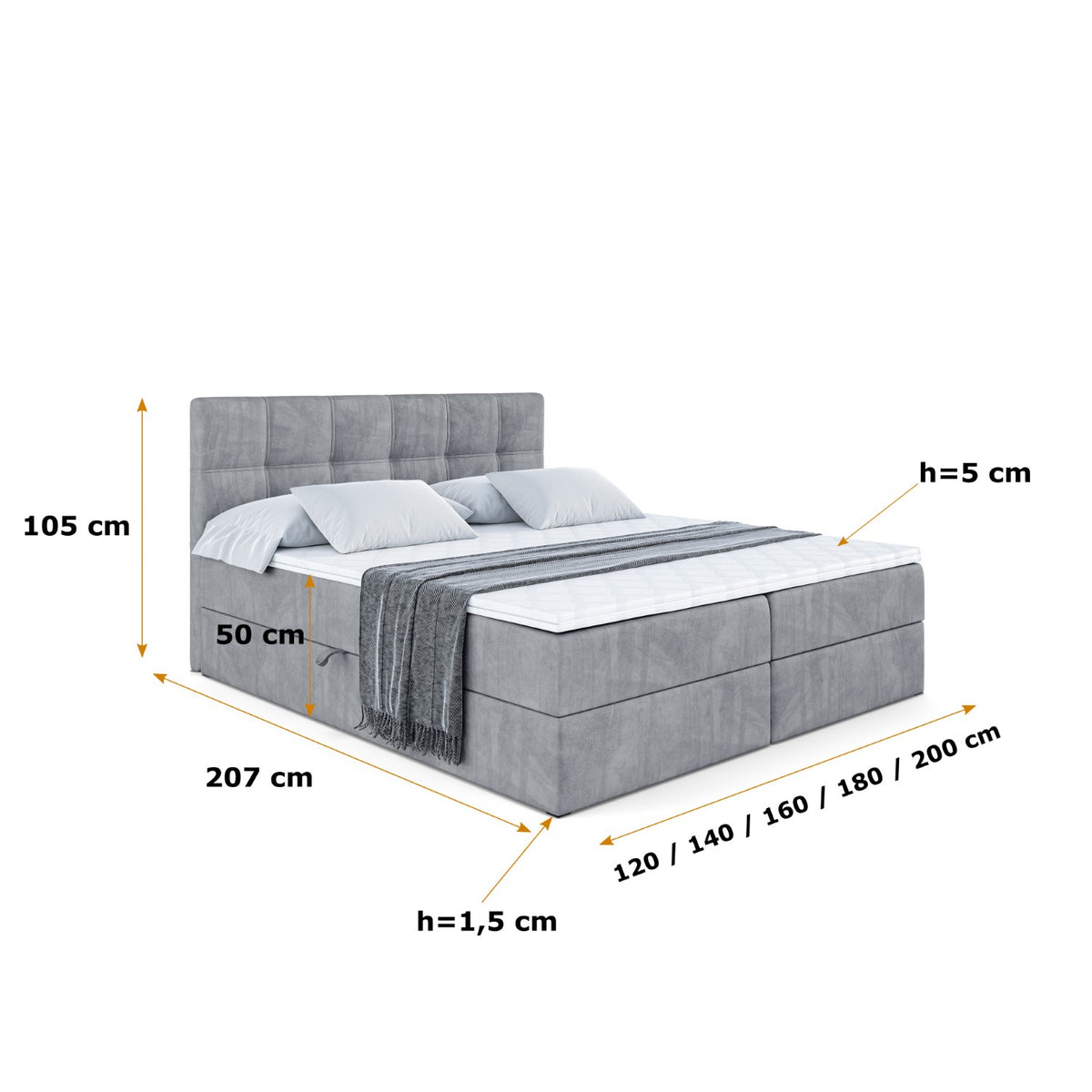 Łóżko boxspring MARCE welur
