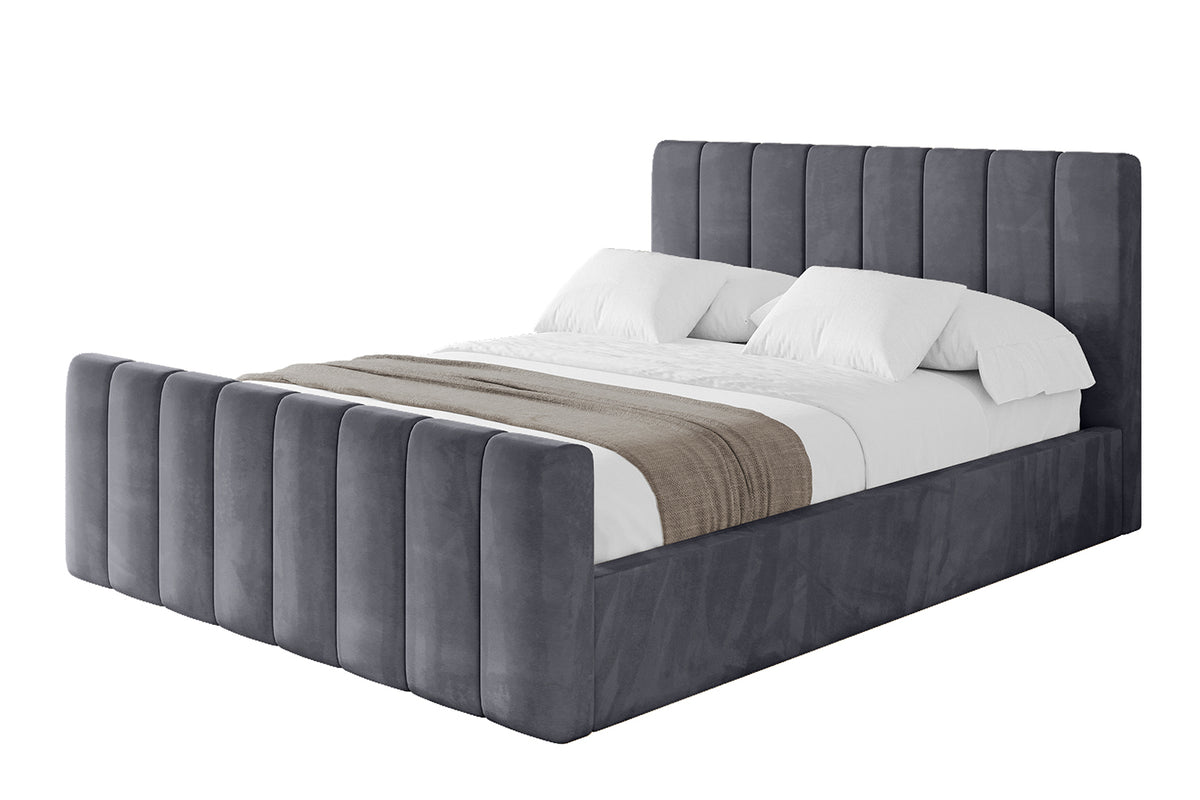 Polsterbett STERA-Z Samt, Dunkelgrau - Casablanca 2315 / 120x200 cm / Mit Matratze