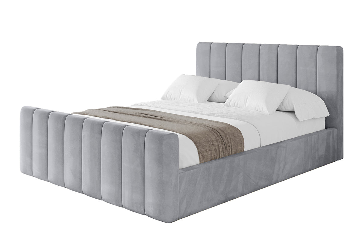 Polsterbett STERA-Z Samt, Grau - Monolith 84 / 120x200 cm / Mit Matratze