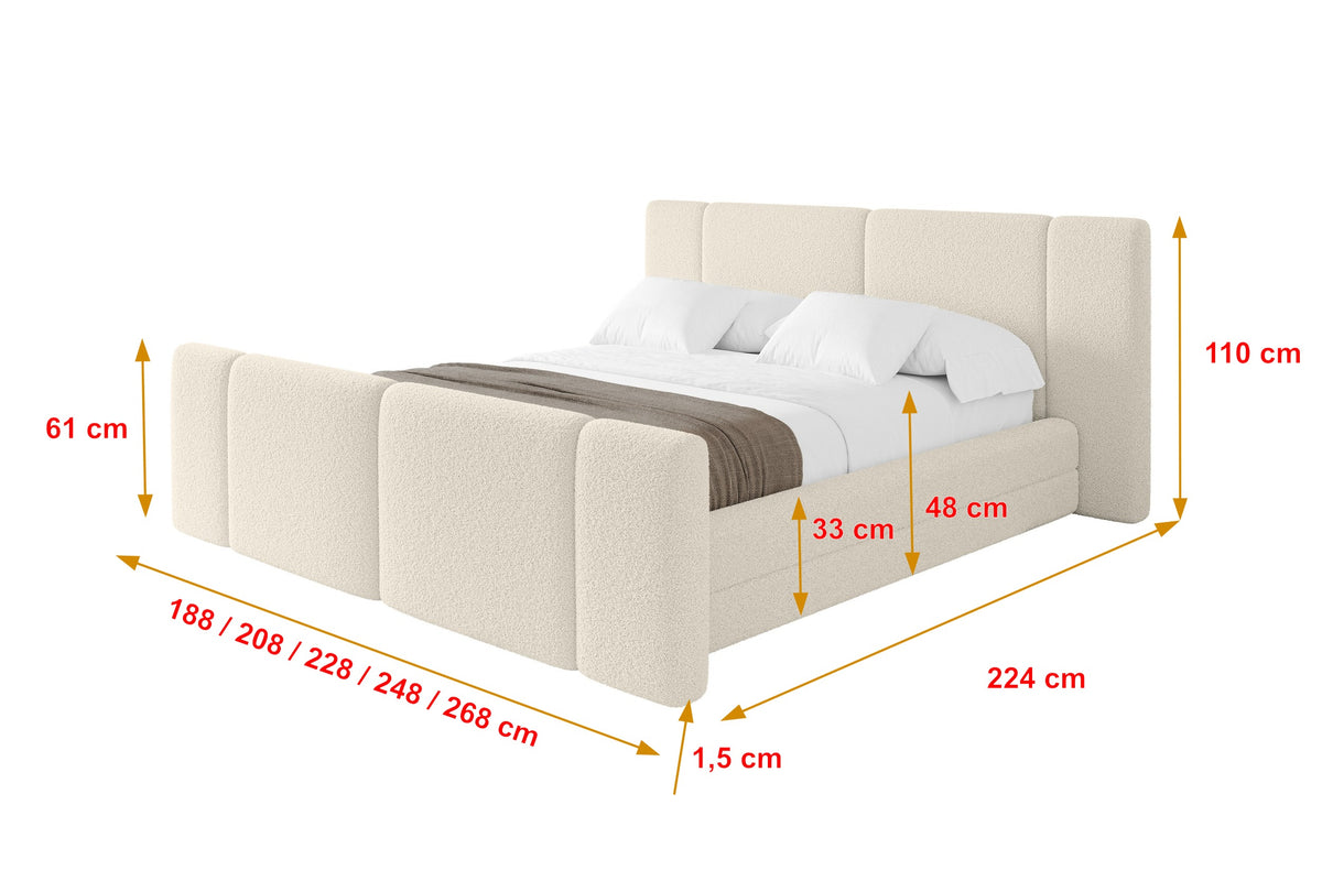 Łóżko tapicerowane TEVO-Z Bouclé