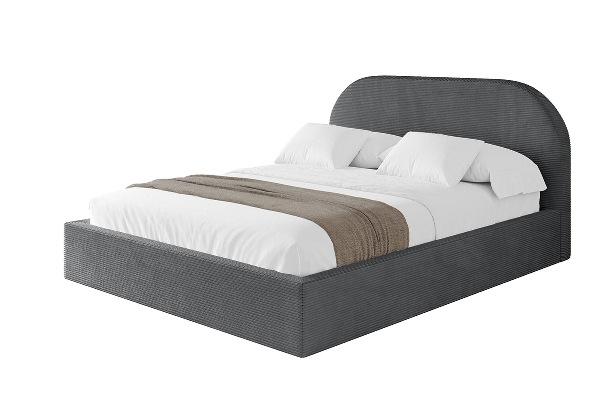 Polsterbett TIVON Cord, Dunkelgrau - Poso 115 / 120x200 cm / Mit Matratze