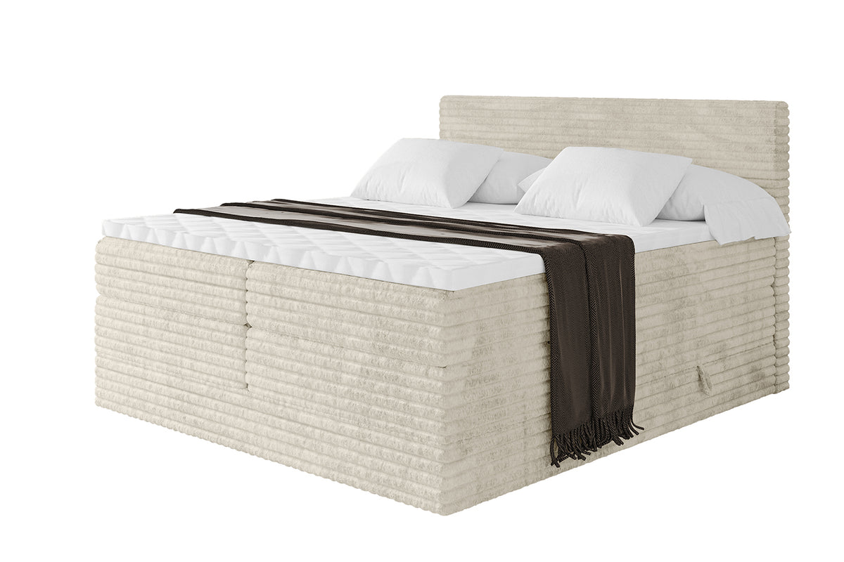 Boxspringbett TOLO KING-v1 Cord, Creme - Tilia 03 / 120x200 cm