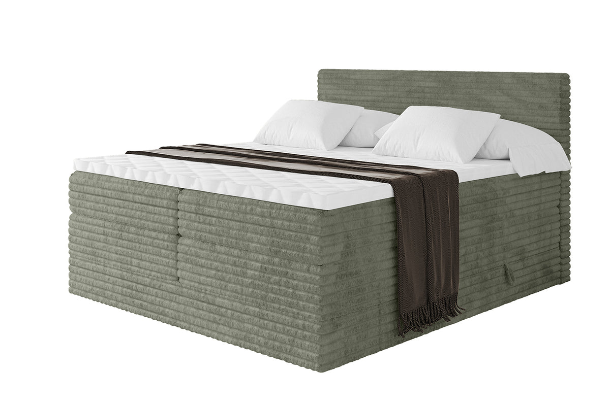 Boxspringbett TOLO KING-v1 Cord, Olivgrün - Tilia 37 / 120x200 cm