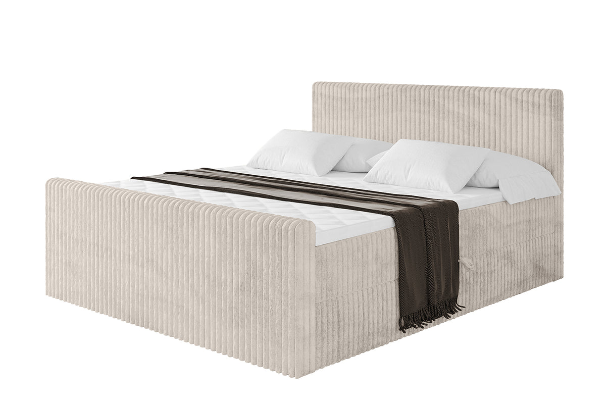 Łóżko boxspring TOLO-Z sztruks, Kremowy - Tilia 01 / 120x200 cm / H4