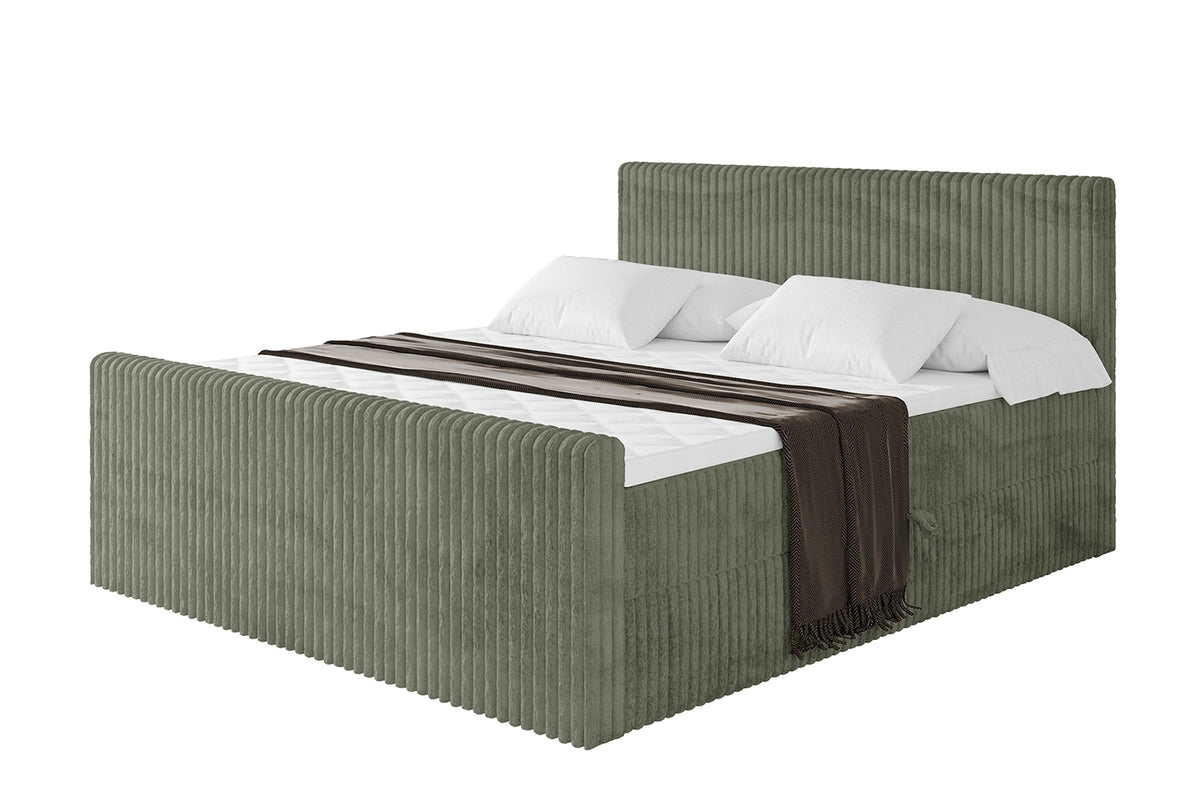 Łóżko boxspring TOLO-Z sztruks, Oliwkowy - Tilia 37 / 120x200 cm / H3