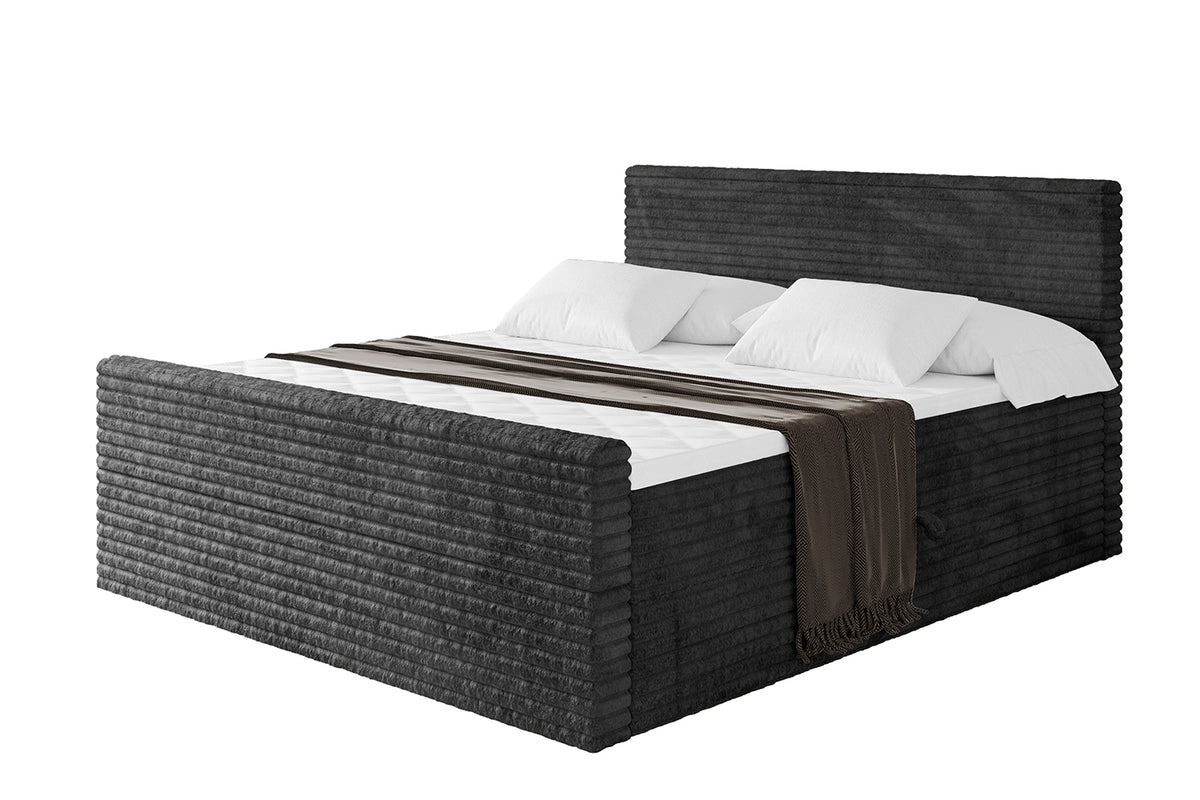 Łóżko boxspring TOLO-Z-v1 sztruks, Czarny - Tilia 100 / 120x200 cm / H4
