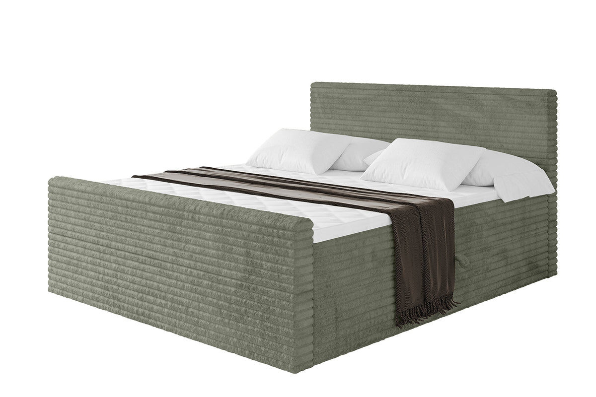 Łóżko boxspring TOLO-Z-v1 sztruks, Oliwkowy - Tilia 37 / 120x200 cm / H3