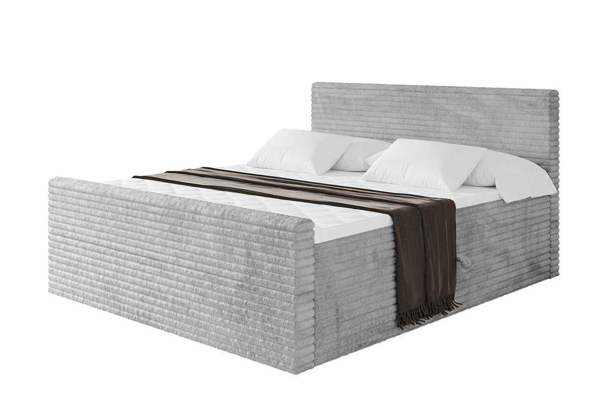Łóżko boxspring TOLO-Z-v1 sztruks, Szary - Tilia 86 / 120x200 cm / H4