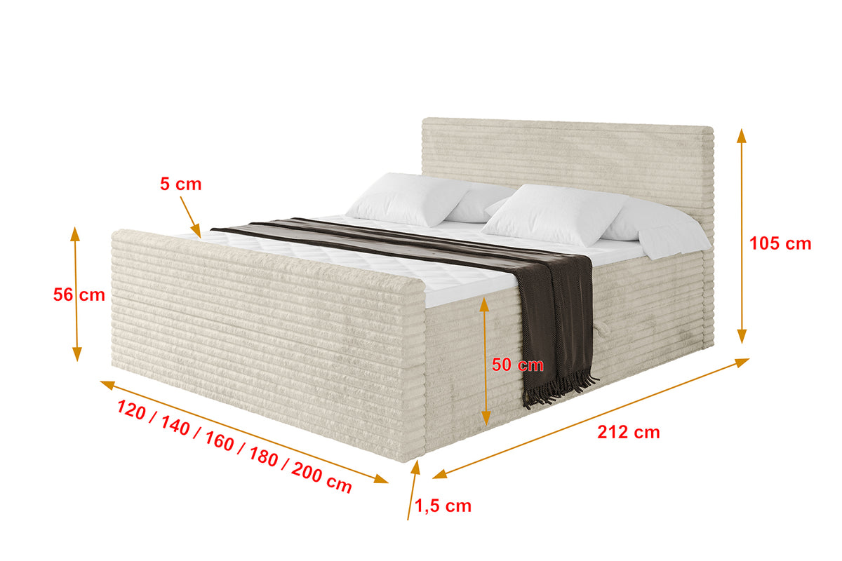 Łóżko boxspring TOLO-Z-v1 sztruks