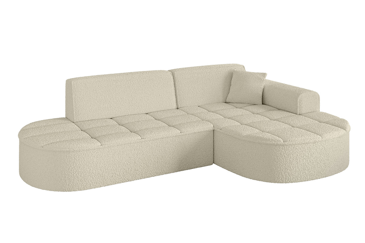 Ecksofa TARO-L1 Bouclé, Beige - Quelle 02 / Ottomane Rechts / Ohne Schlaffunktion