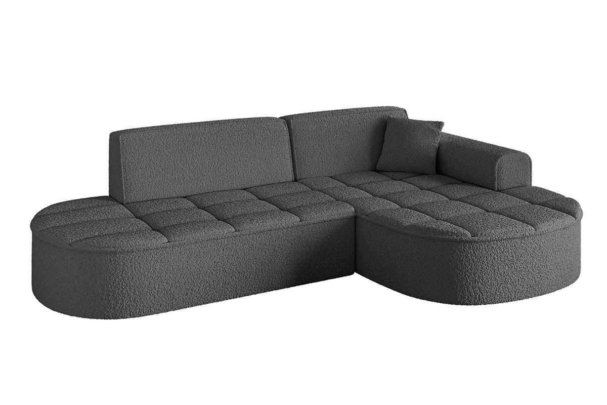 Ecksofa TARO-L1 Bouclé, Grau - Quelle 92 / Ottomane Rechts / Ohne Schlaffunktion
