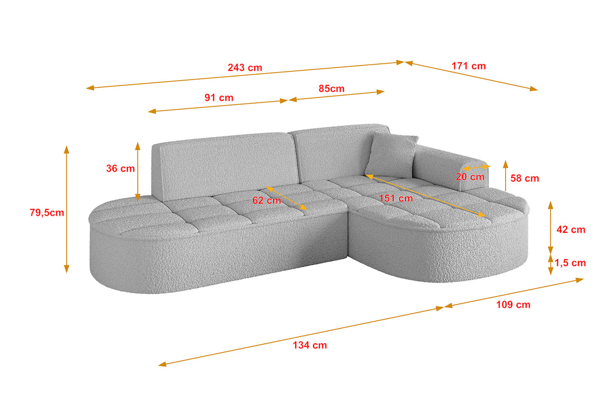 Ecksofa TARO-L1 Bouclé