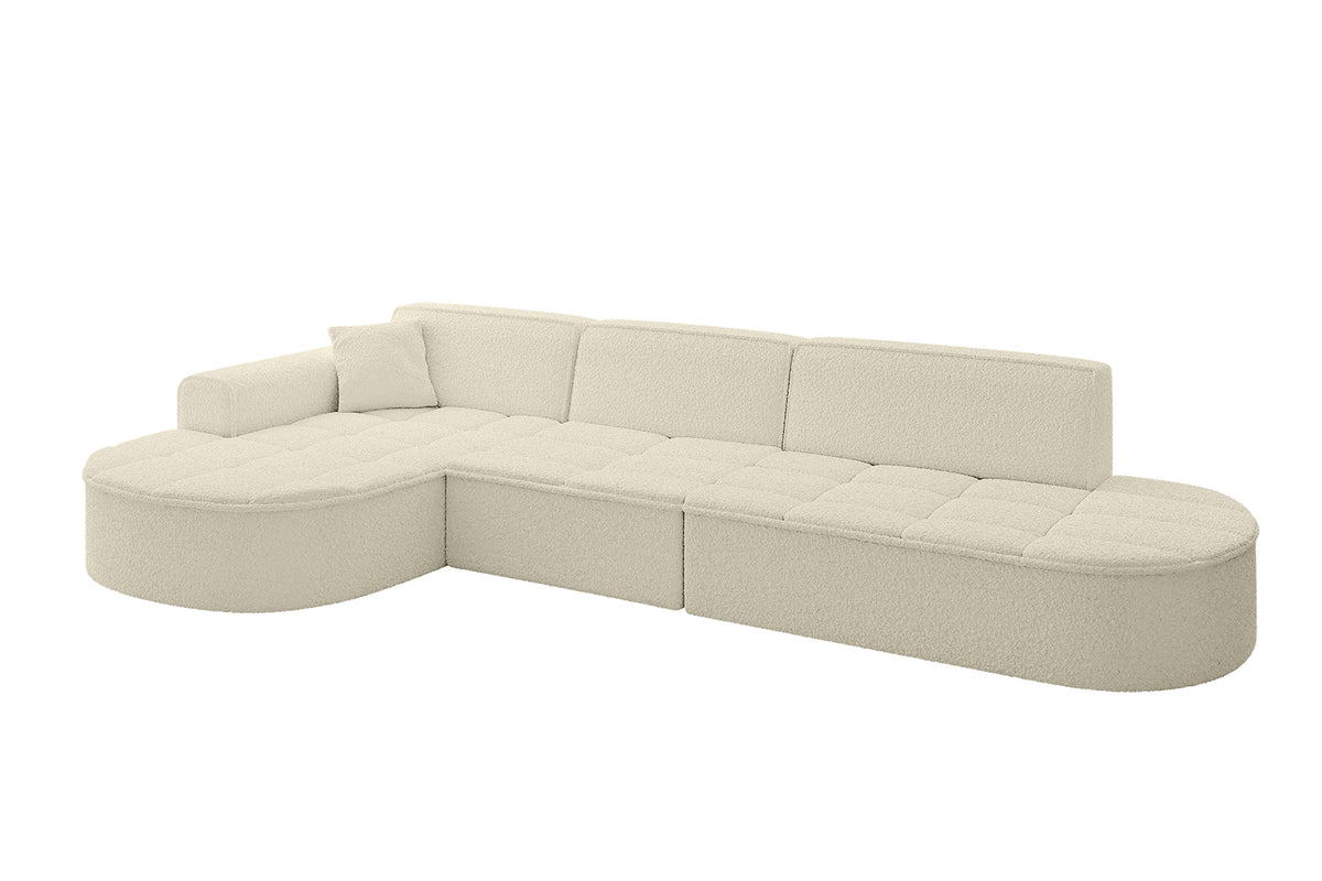 Ecksofa TARO-L2 Bouclé, Beige - Quelle 02 / Ottomane Links / Ohne Schlaffunktion