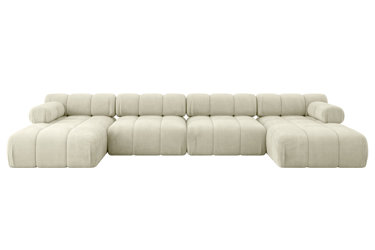 Wohnlandschaft TESSO-U2 Samt, Beige - Monolith 04 / U-Form / Ohne Schlaffunktion