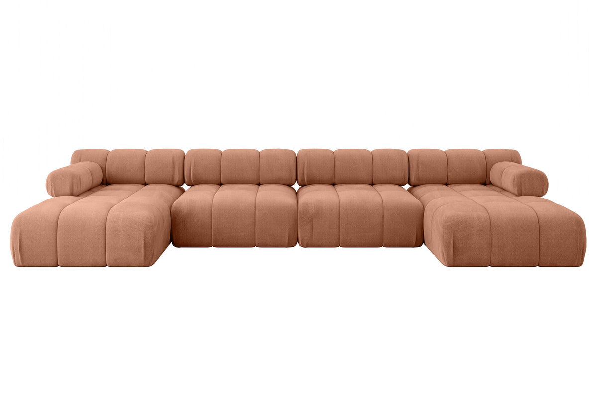 Wohnlandschaft TESSO-U2 Samt, Apricot - Monolith 61 / U-Form / Ohne Schlaffunktion
