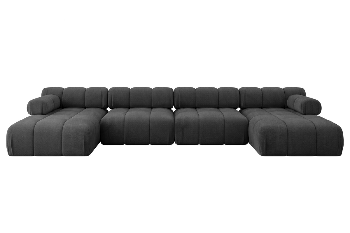Wohnlandschaft TESSO-U2 Samt, Schwarz - Monolith 95 / U-Form / Ohne Schlaffunktion
