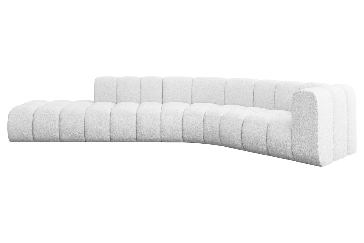 Narożnik TILMO-L1 Bouclé, Biały - Quelle 01 / Otomana z prawej / Bez funkcji spania