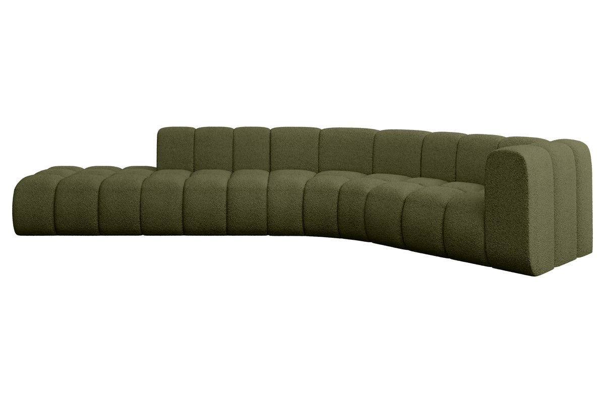 Narożnik TILMO-L1 Bouclé, Zielony - Quelle 38 / Otomana z prawej / Bez funkcji spania
