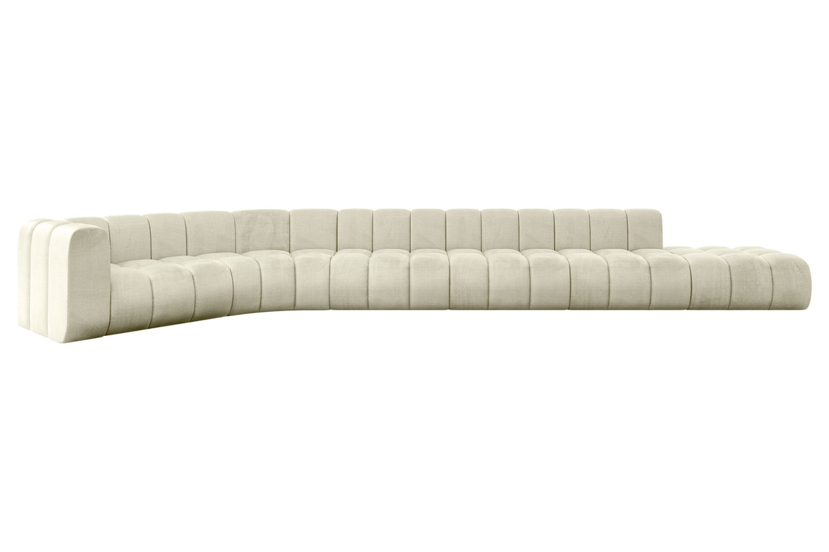 Ecksofa TILMO-L3 Samt, Beige - Monolith 04 / Ottomane Links / Ohne Schlaffunktion